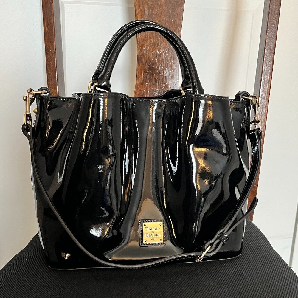 Dooney & Burke Brenna Black Patent Leather Satchel